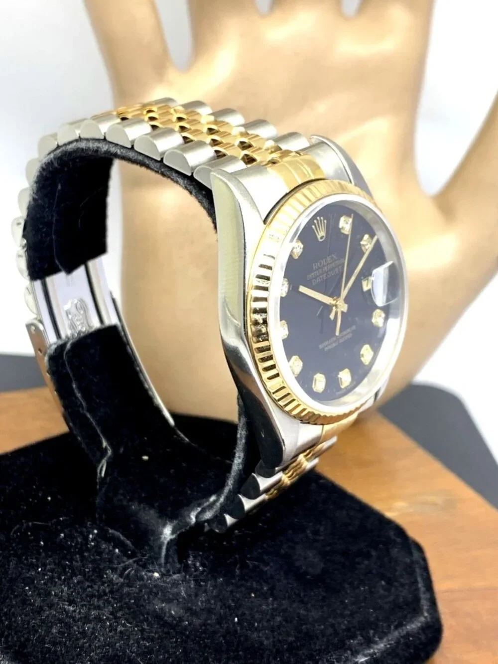 Rolex Datejust Watch 16233 Factory Diamond 18k Yellow Gold & Steel Vintage 1995